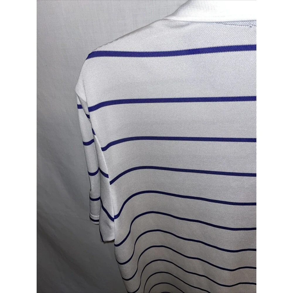 Ralph Lauren RLX Mens Golf Shirt Size Medium White Striped Short Sleeve Button